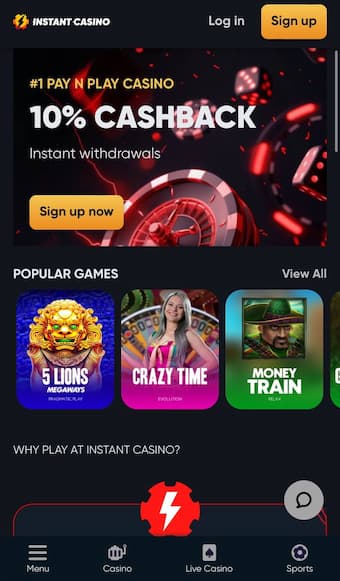 Instant casino mobile app