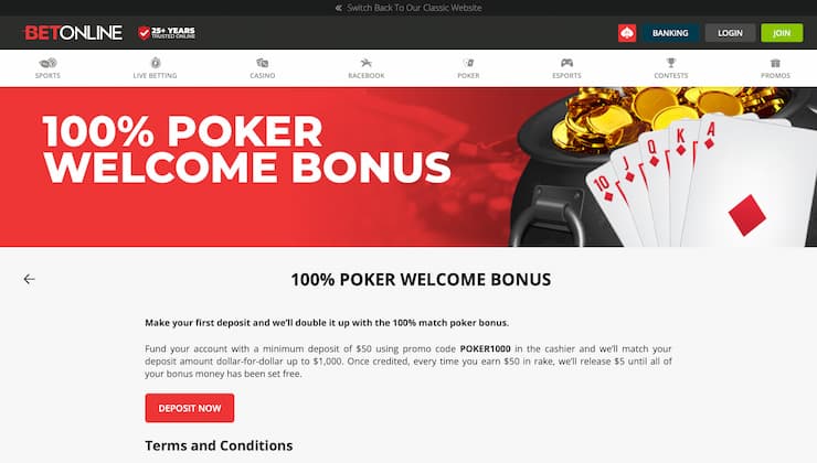 BetOnline Poker Welcome Bonus