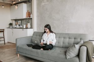 woman working on business platforms